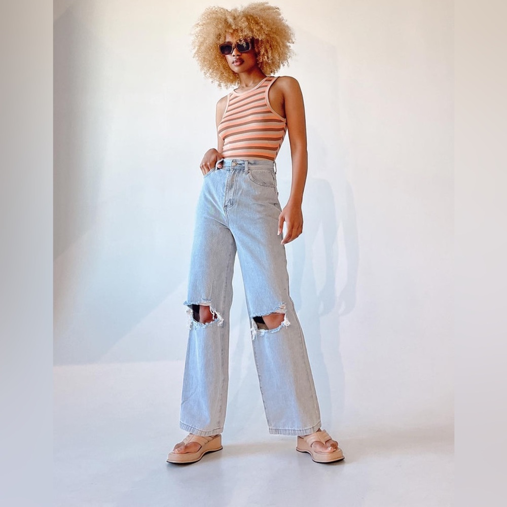 Princess Polly Finer Knee Rip Denim Jeans